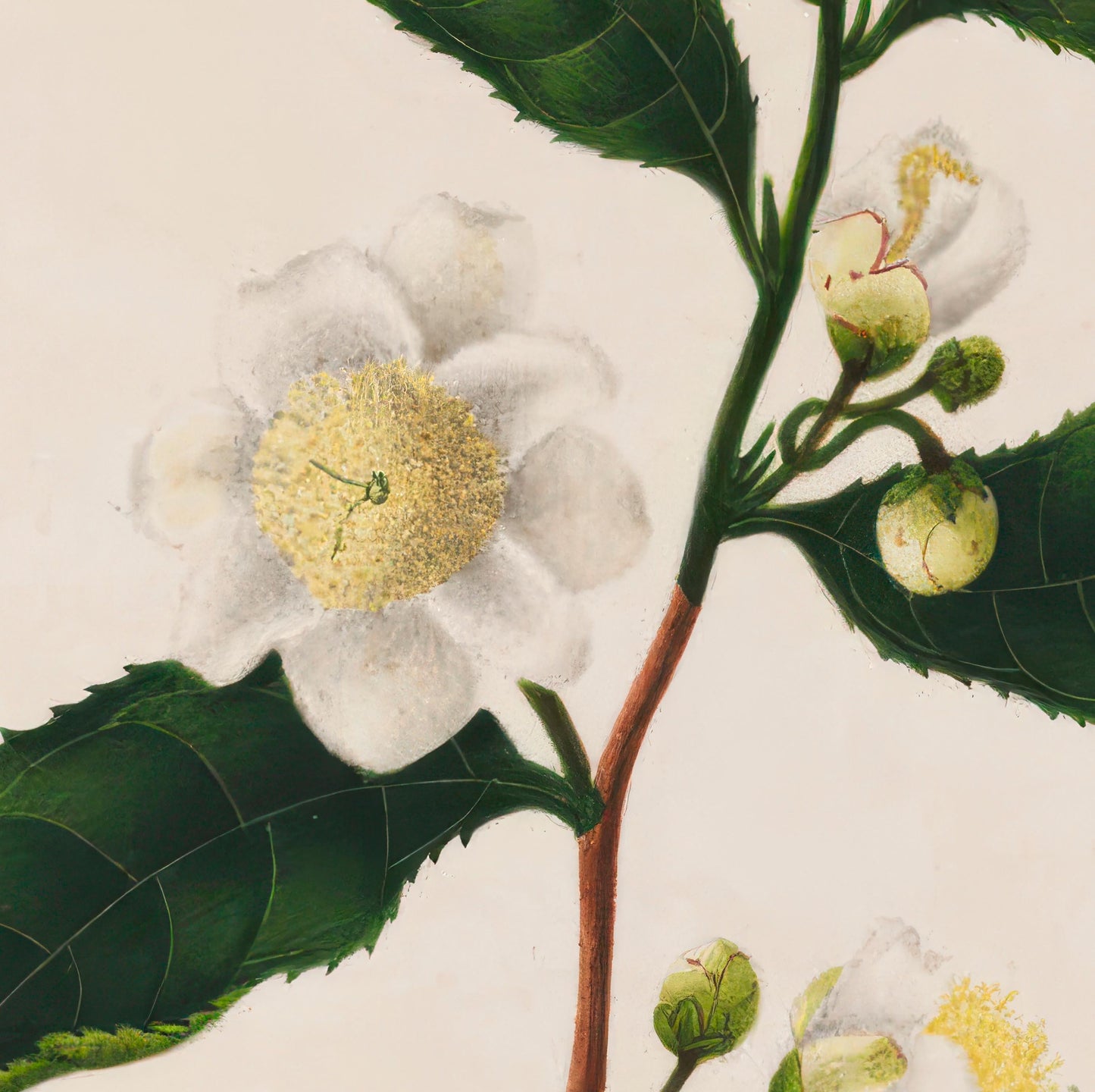 Vintage Tea Plant Poster – Botanical Illustration