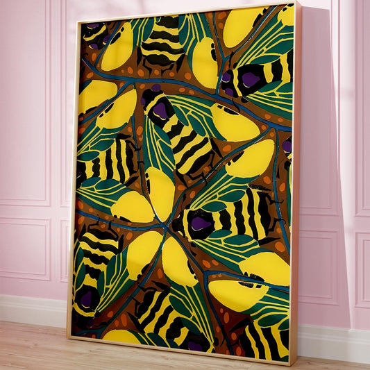 Bijenposter - grafisch insecten patroon