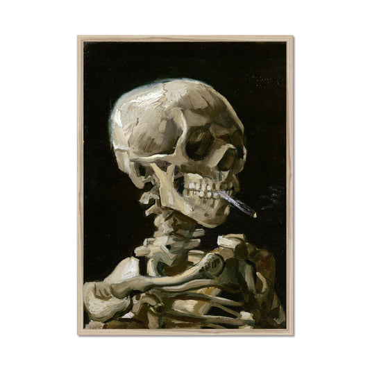 Skelet met Brandende Sigaret – Surrealistische Anatomieposter