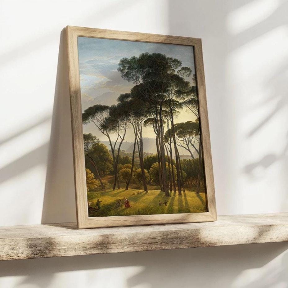 Italiaans Landschap – Romantische Poster van Toscane