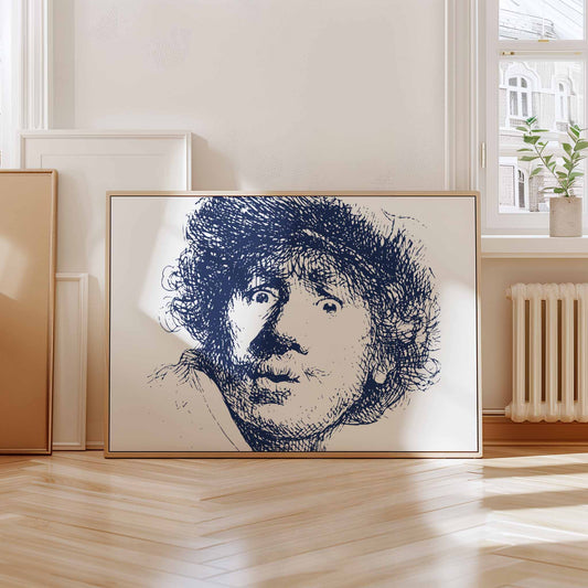 Rembrandts Selbstporträt mit Baskenmütze – Digitale Reproduktion, 1630, Klassische Kunst