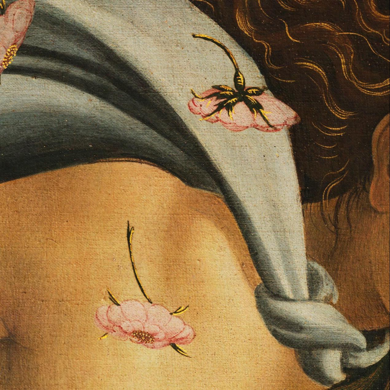 Ingezoomd detail van de geboorte van venus poster.