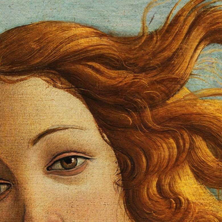 Detail poster Geboorte van Venus van Botticelli.