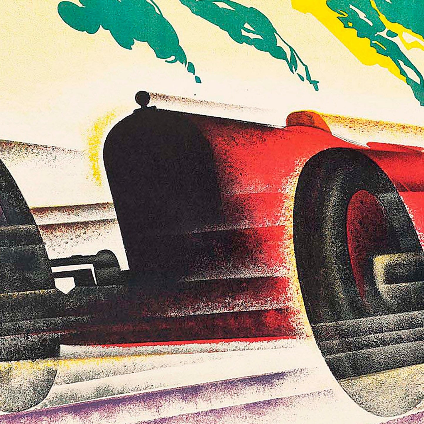 Close-up van race poster – ingezoomd detail van de vintage print.