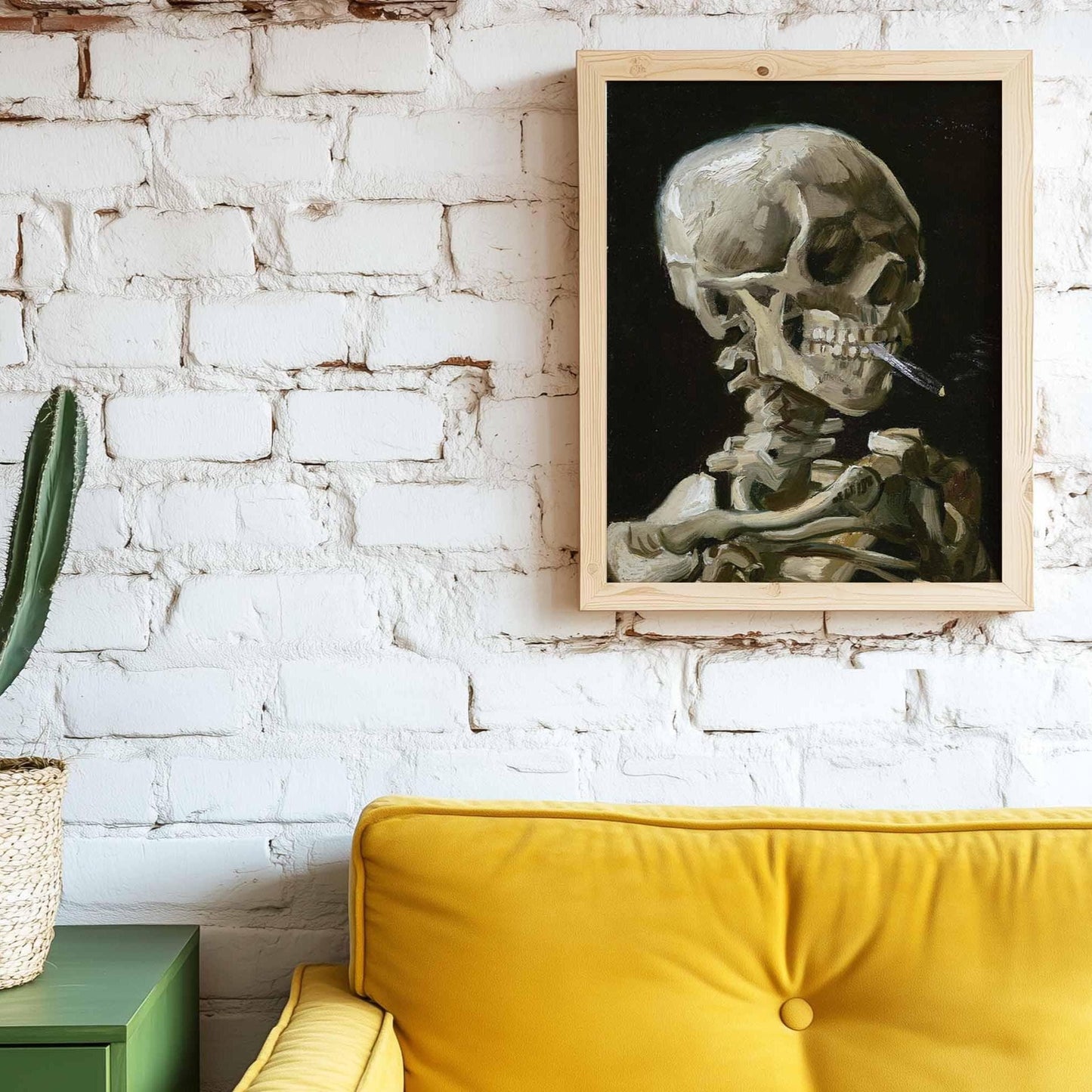 Skeleton with Burning Cigarette – Surreal Anatomy Poster