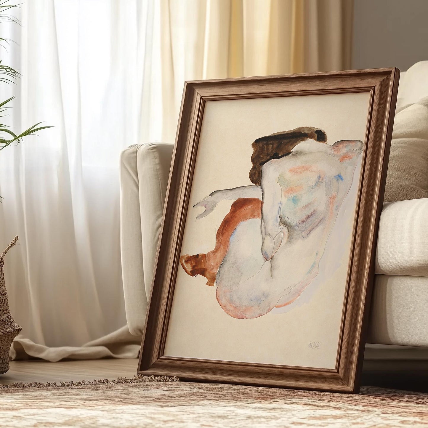 Hockender Akt – Kunstplakat von Egon Schiele (1914)