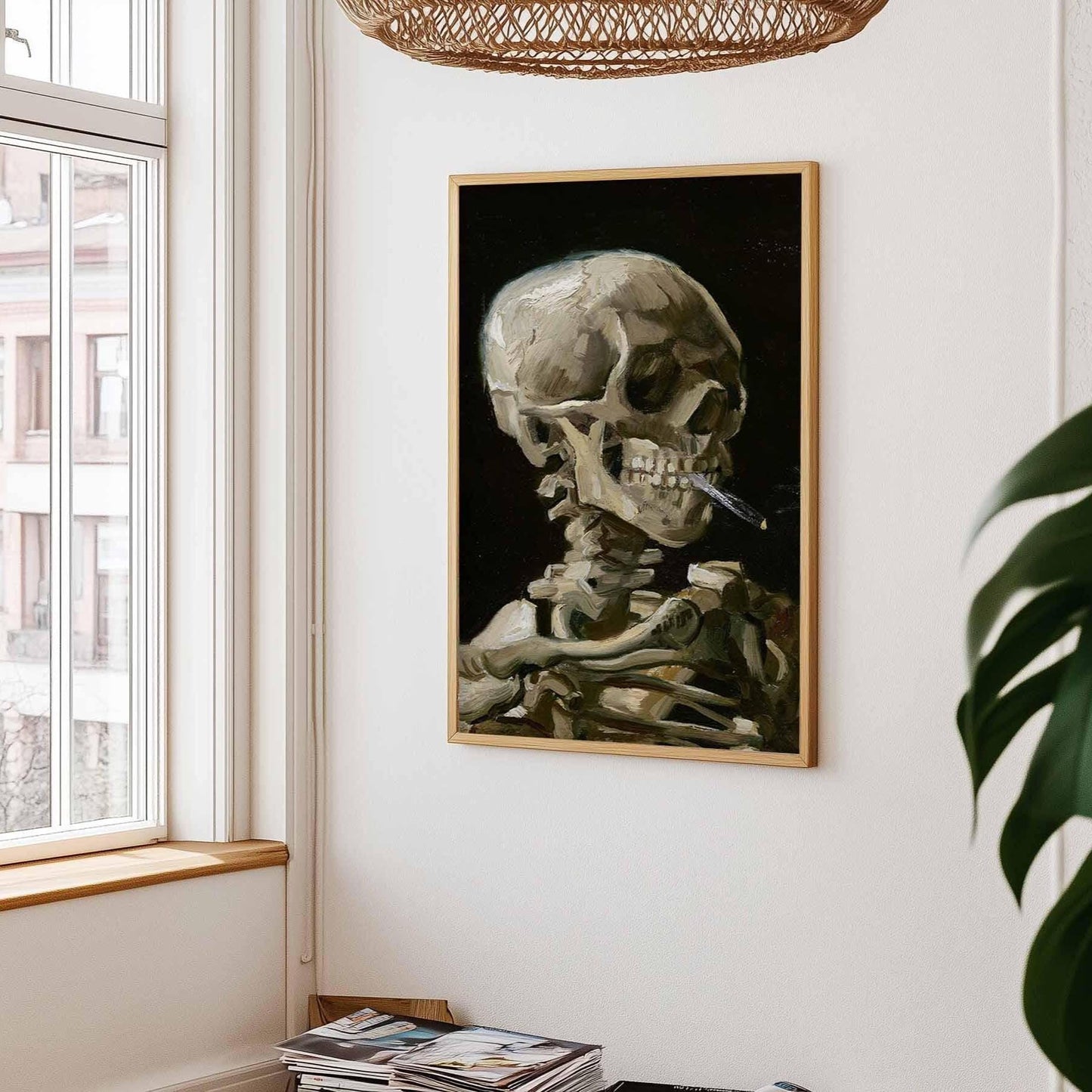 Skeleton with Burning Cigarette – Surreal Anatomy Poster
