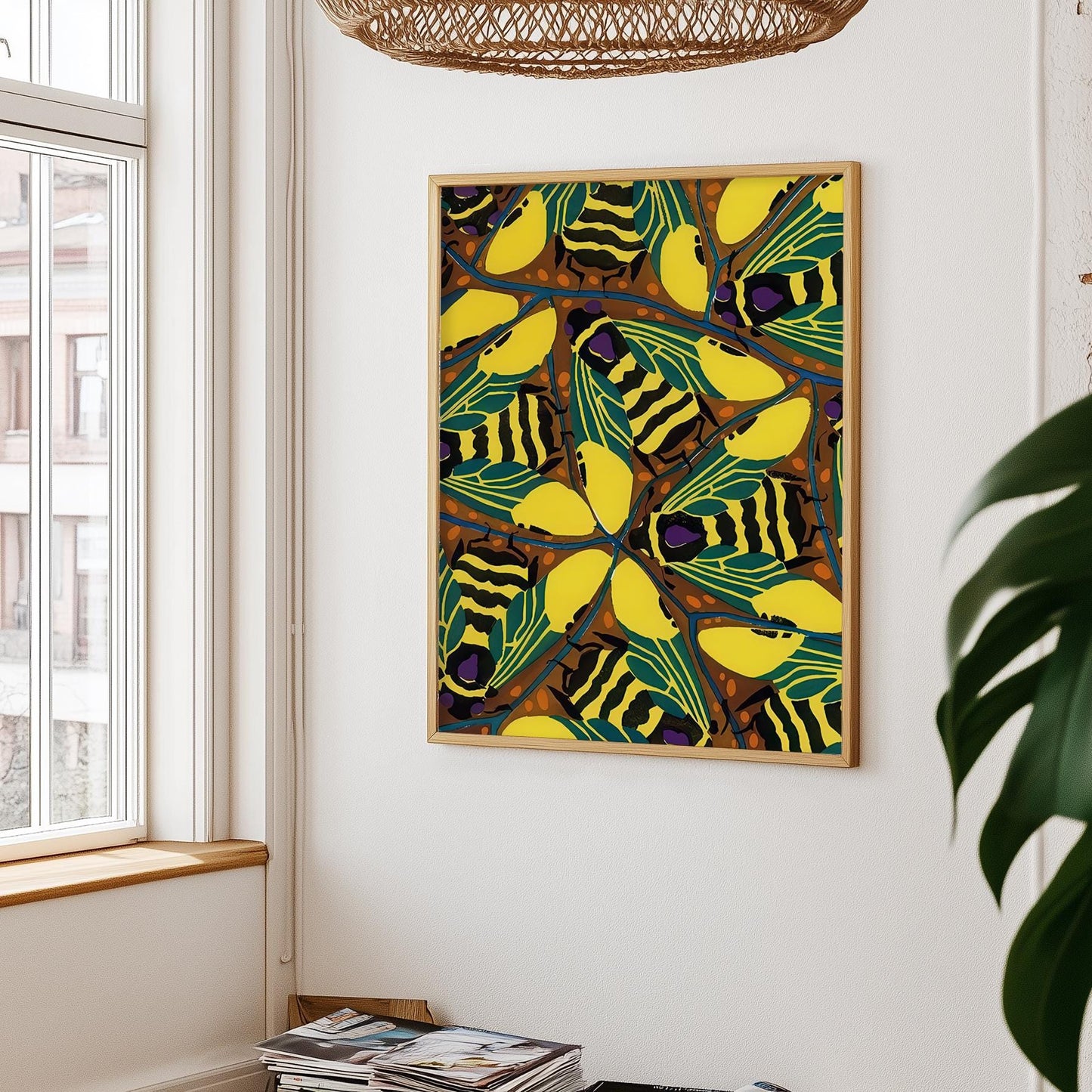 Bijenposter - grafisch insecten patroon