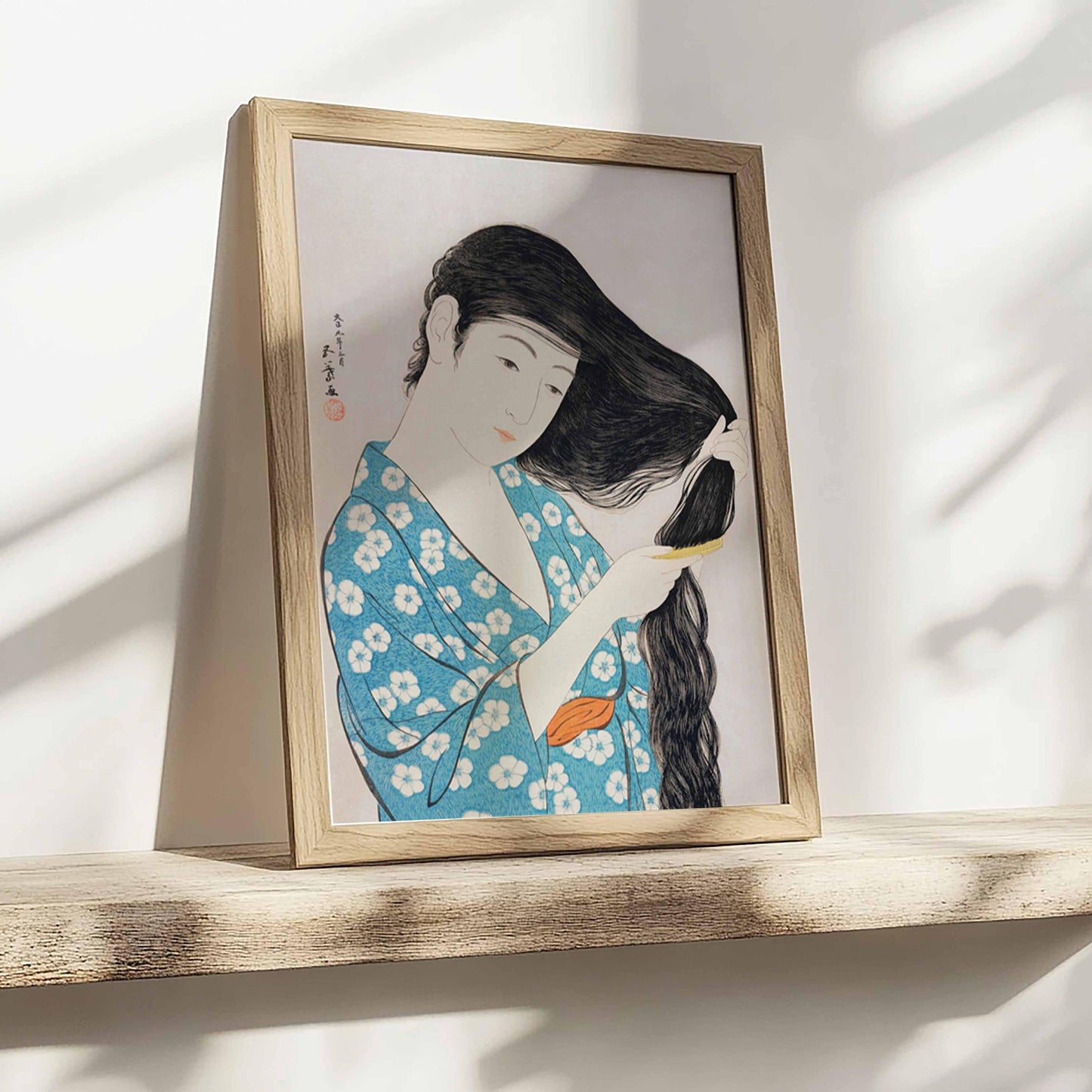 Japanese Woman Combing Her Hair – Goyō Hashiguchi, 1920, woodcut