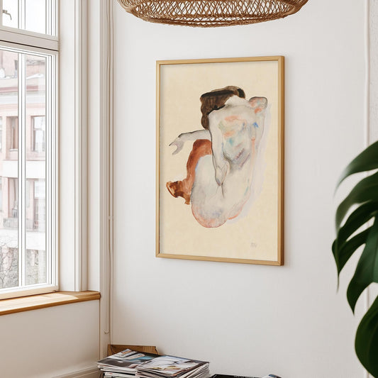 Hockender Akt – Kunstplakat von Egon Schiele (1914)
