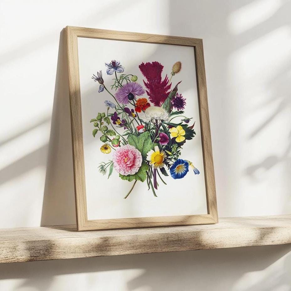 Flower Poster – Botanical Art Print in Colorful Style
