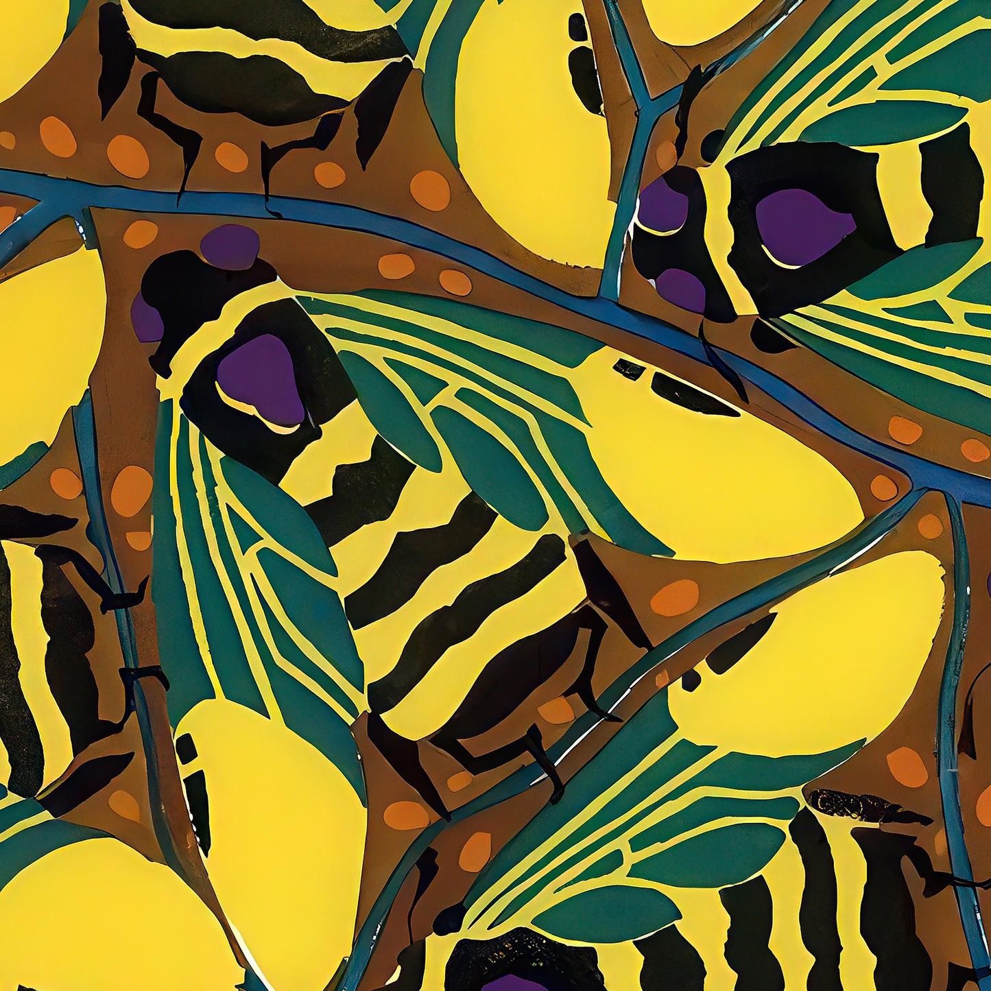 Bijenposter - grafisch insecten patroon