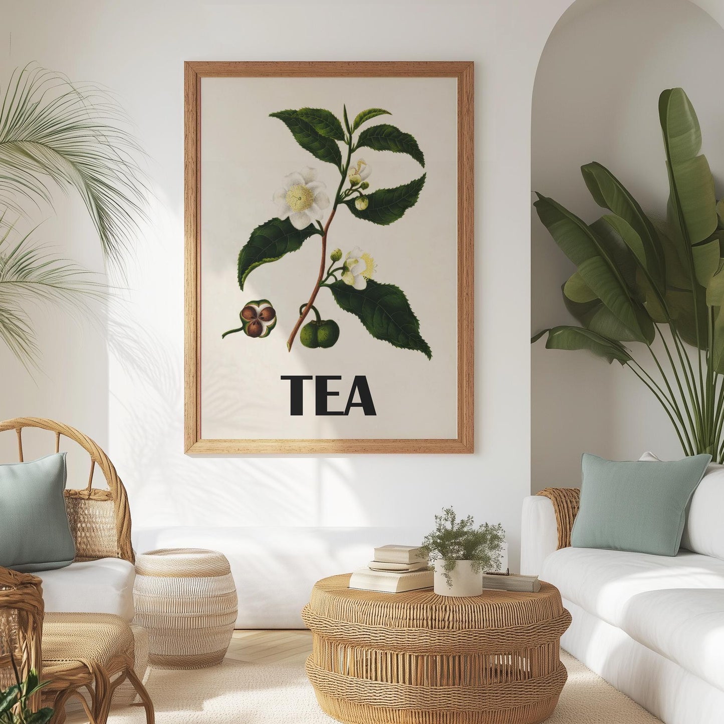 Vintage Tea Plant Poster – Botanical Illustration