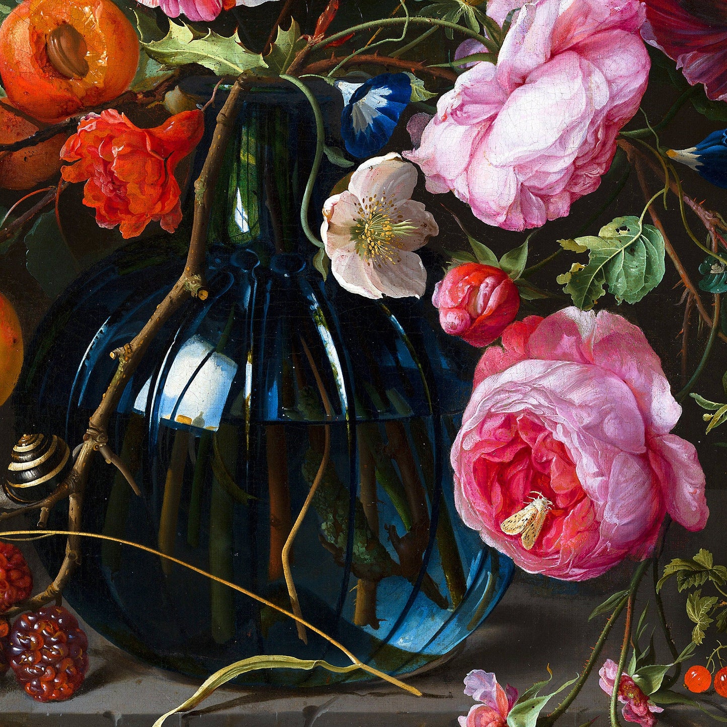 Vase mit Blumen – Jan Davidsz. de Heem, Gemälde 1670, klassische Kunst