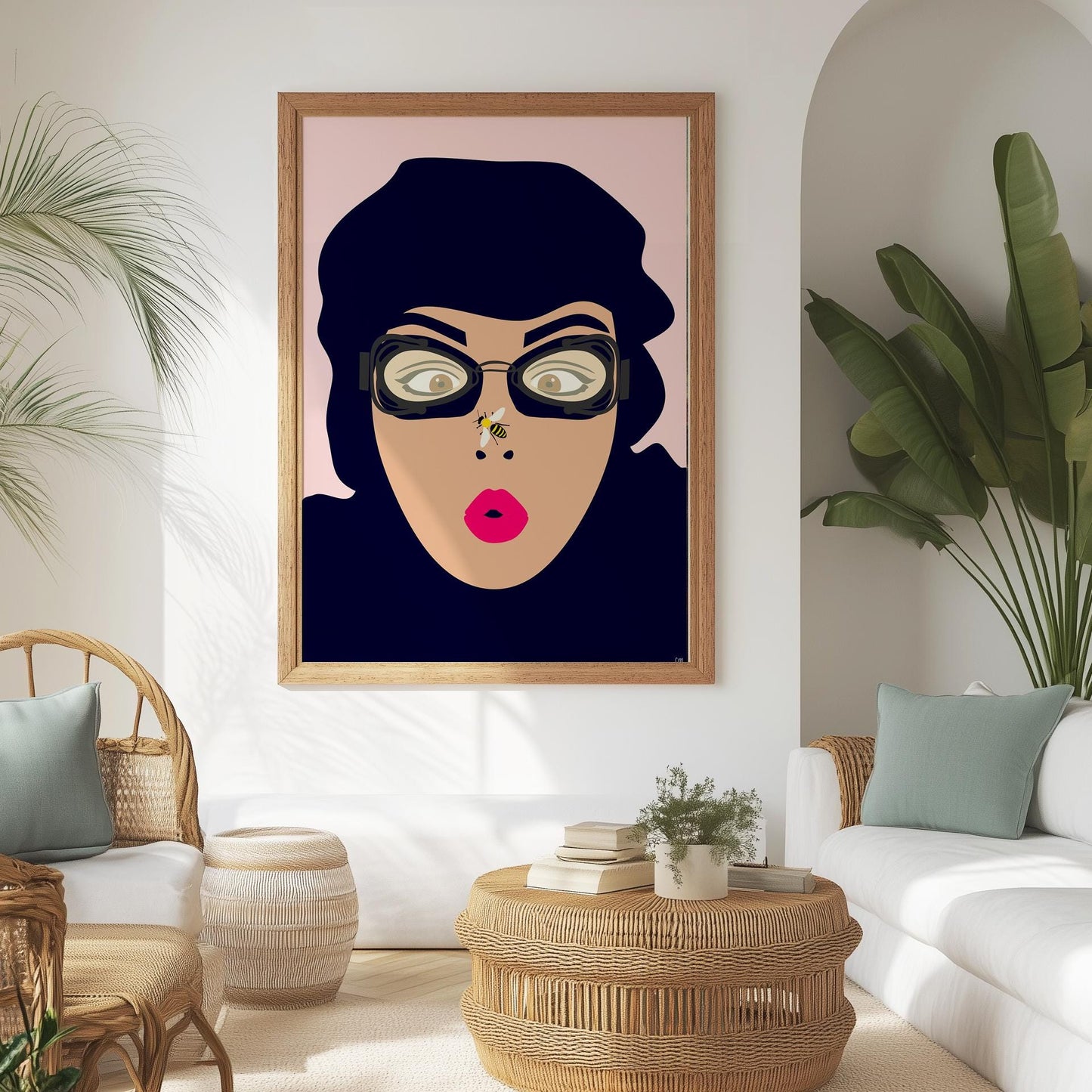 Plakat mit zusammengekniffenem Mädchen