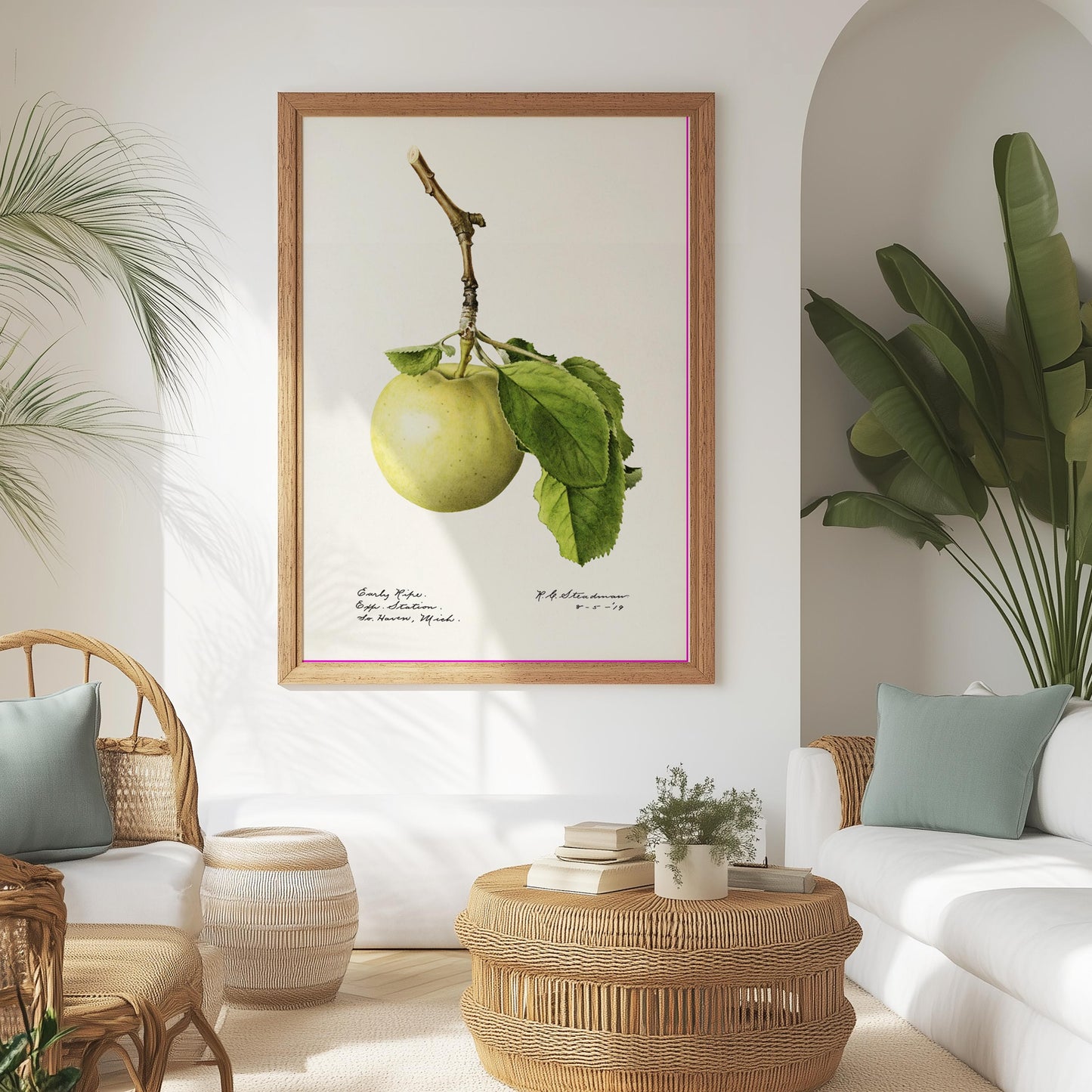 Green Apple Poster – Watercolor Fruit Illustration