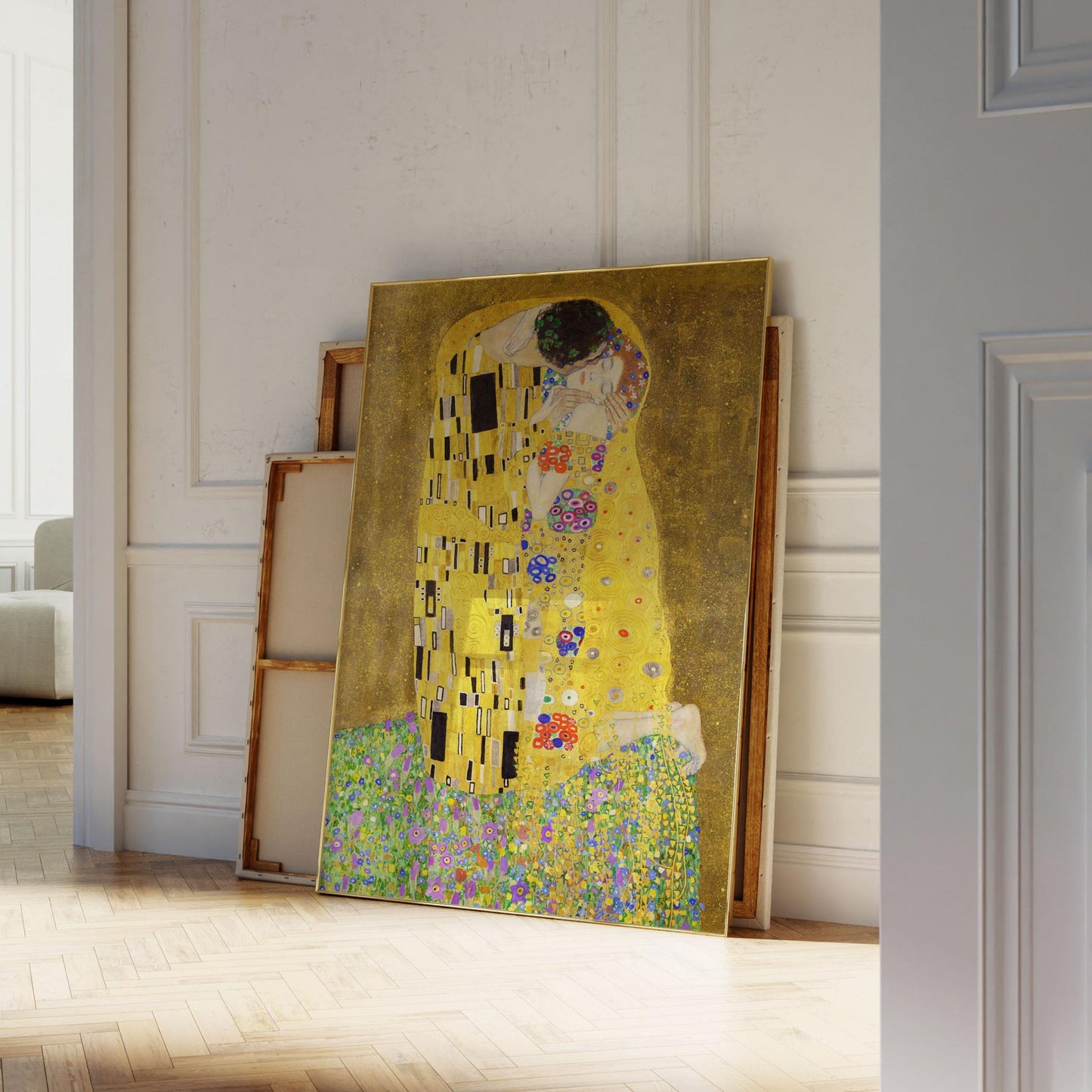 The Kiss – Gustav Klimt Poster in Golden Shades