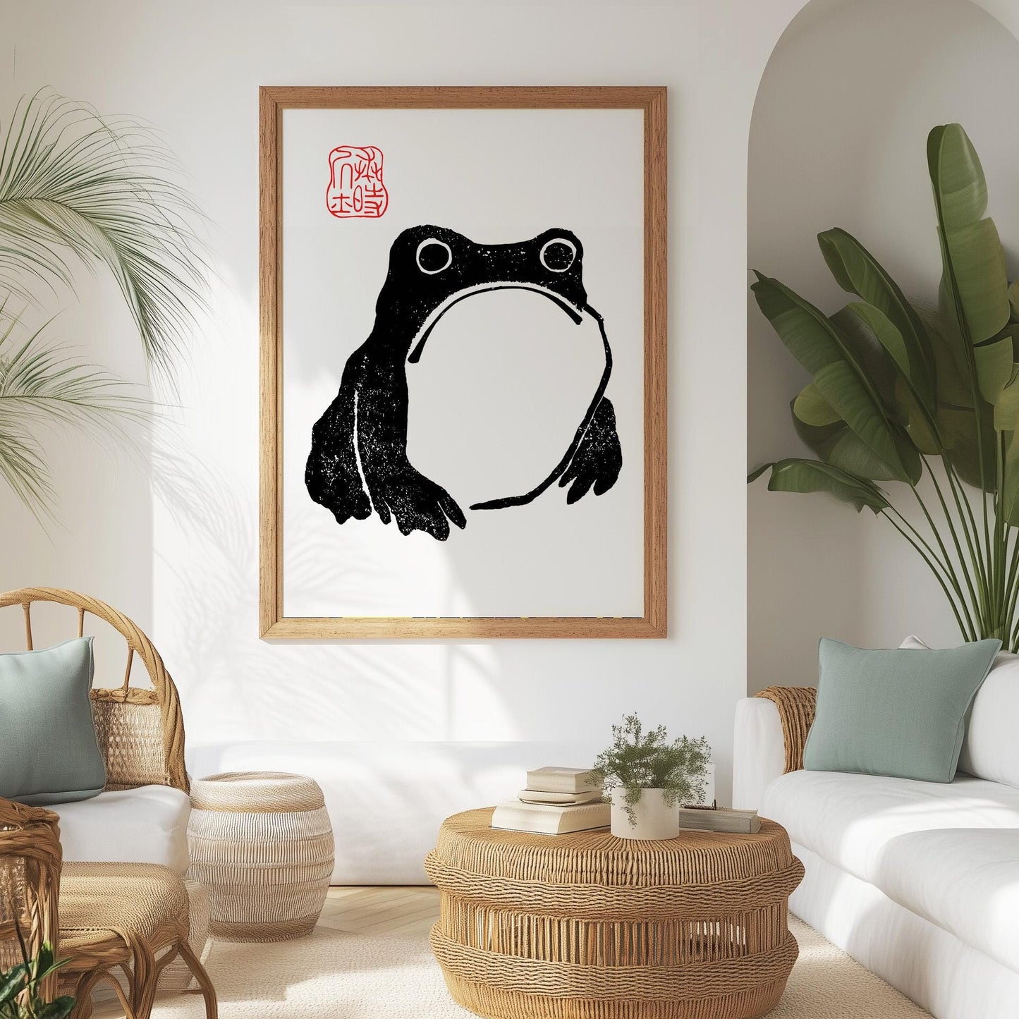 Japanese poster with grumpy toad