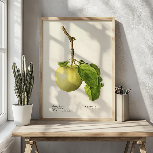 Green Apple Poster – Watercolor Fruit Illustration