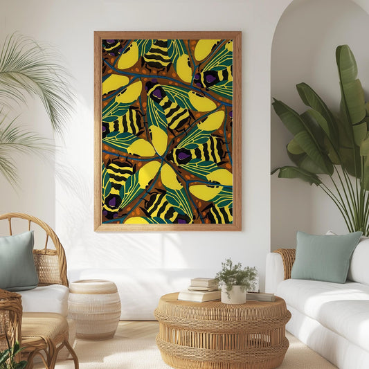 Bienenposter – grafisches Insektenmuster