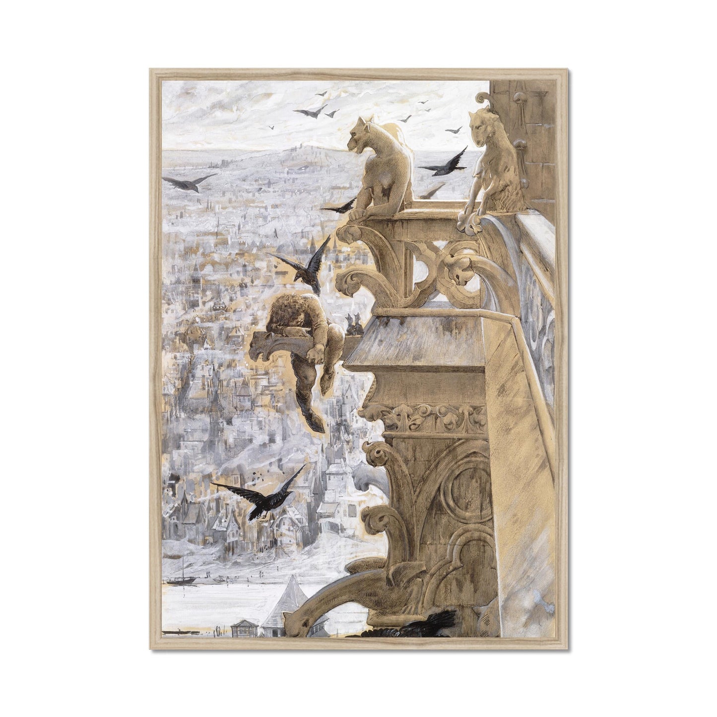 Notre-Dame de Paris – Kunstplakat mit Wasserspeiern von Merson (1881)