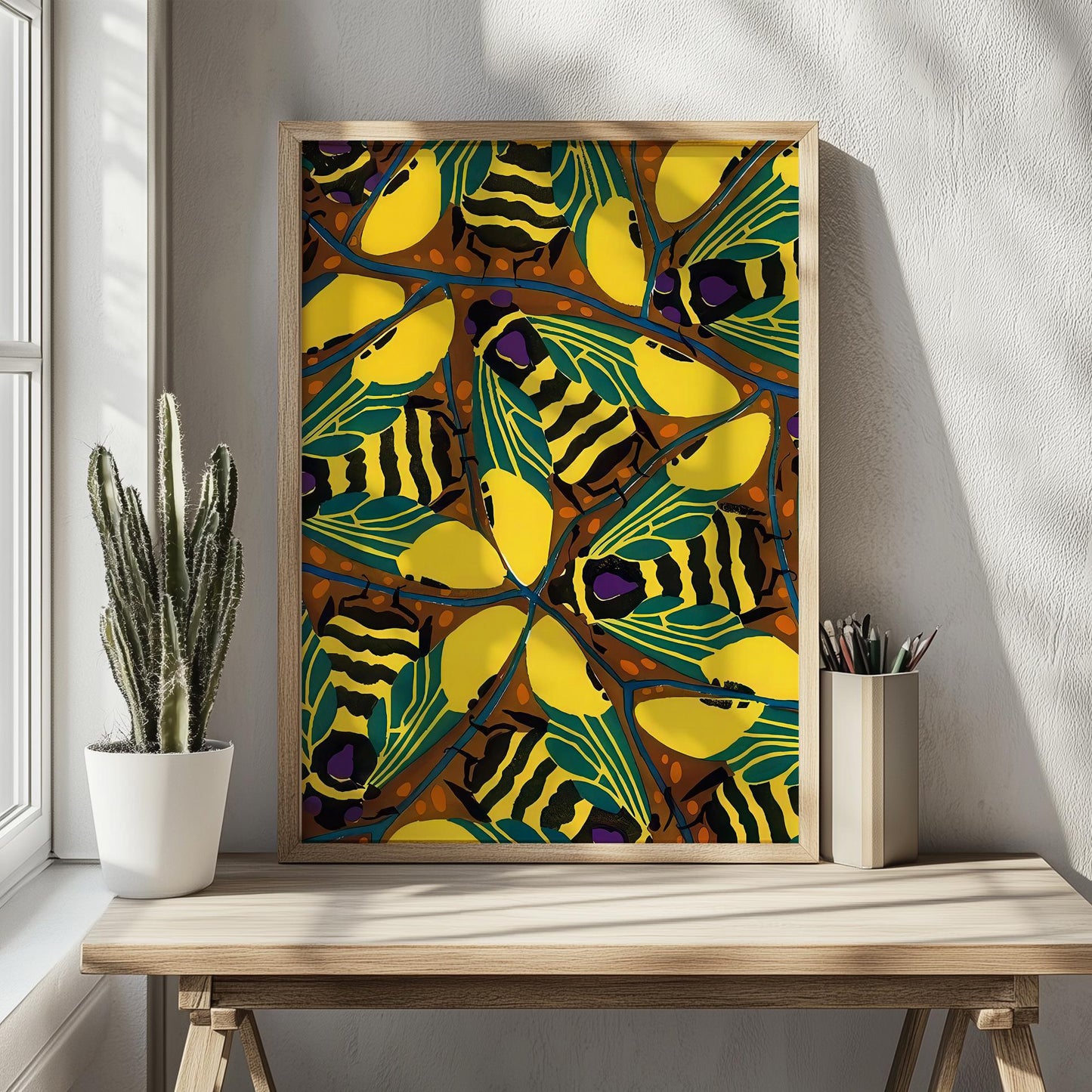 Bijenposter - grafisch insecten patroon