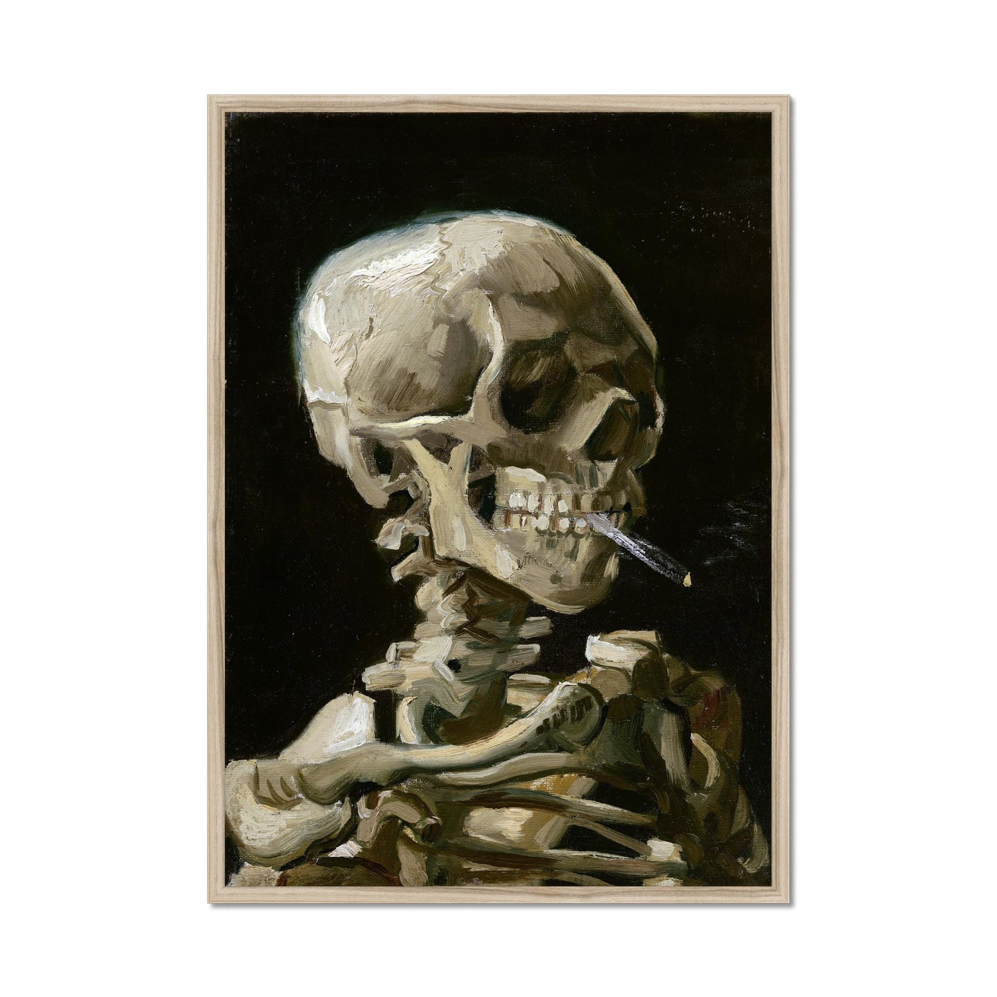 Skeleton with Burning Cigarette – Surreal Anatomy Poster