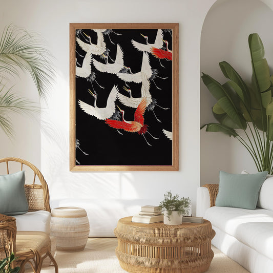 Crane poster - Kimono crane print