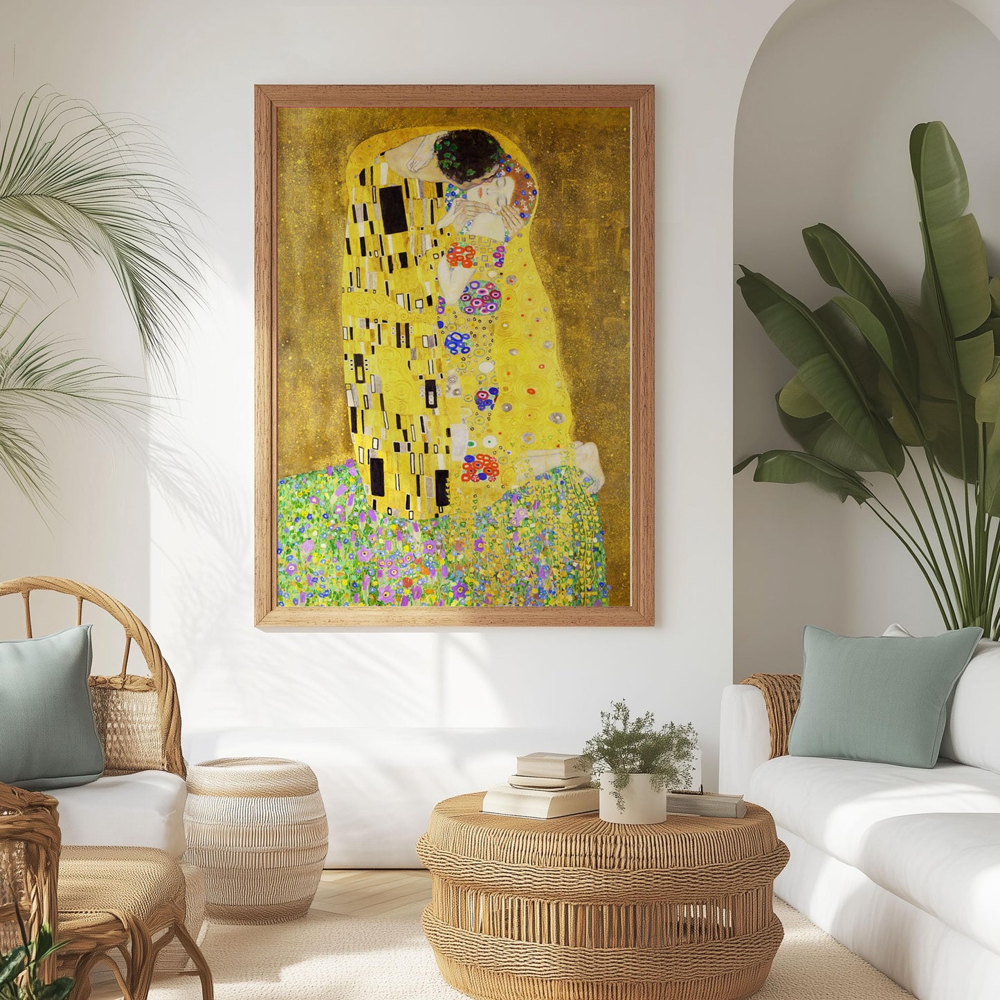 The Kiss – Gustav Klimt Poster in Golden Shades