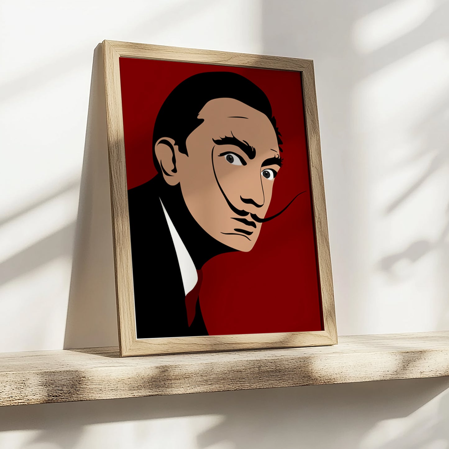 Dali print in frame op een plankje