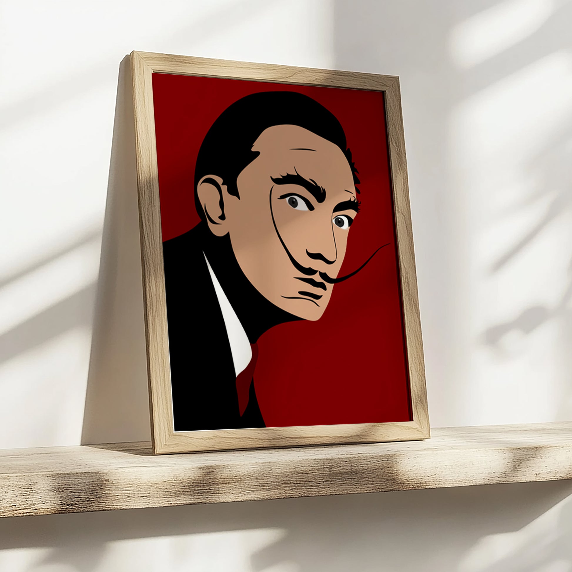 Dali print in frame op een plankje