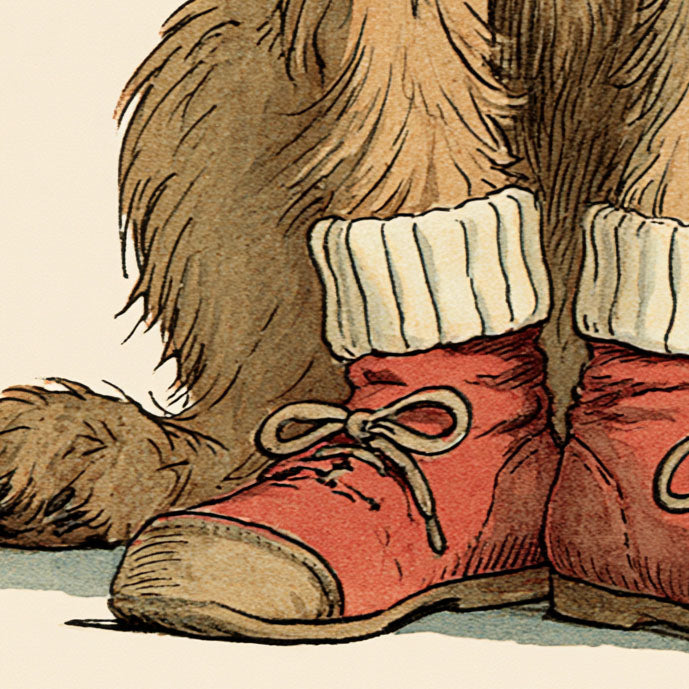 Detail van een poster met een illustratie van een hond.