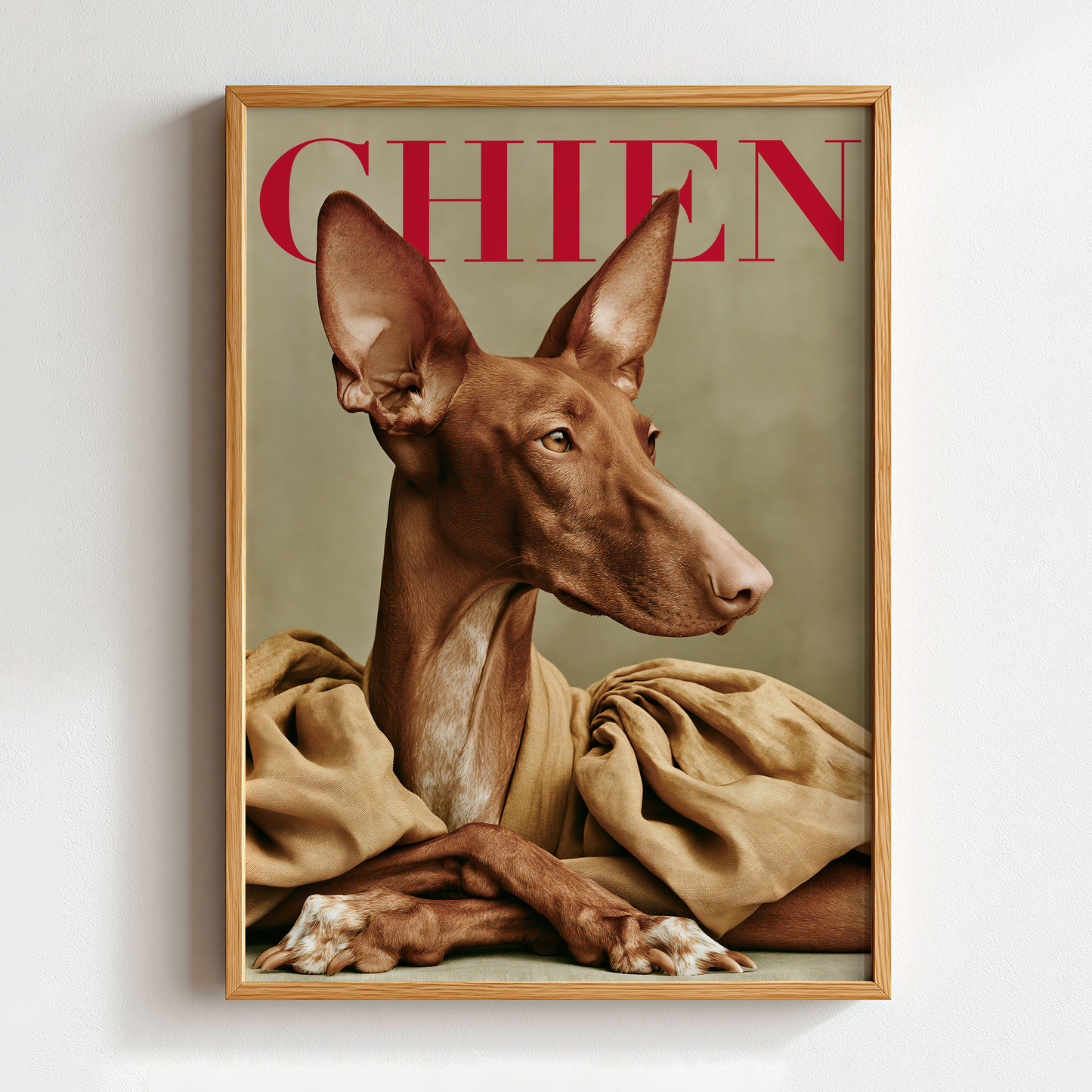Podenco poster in een houten frame