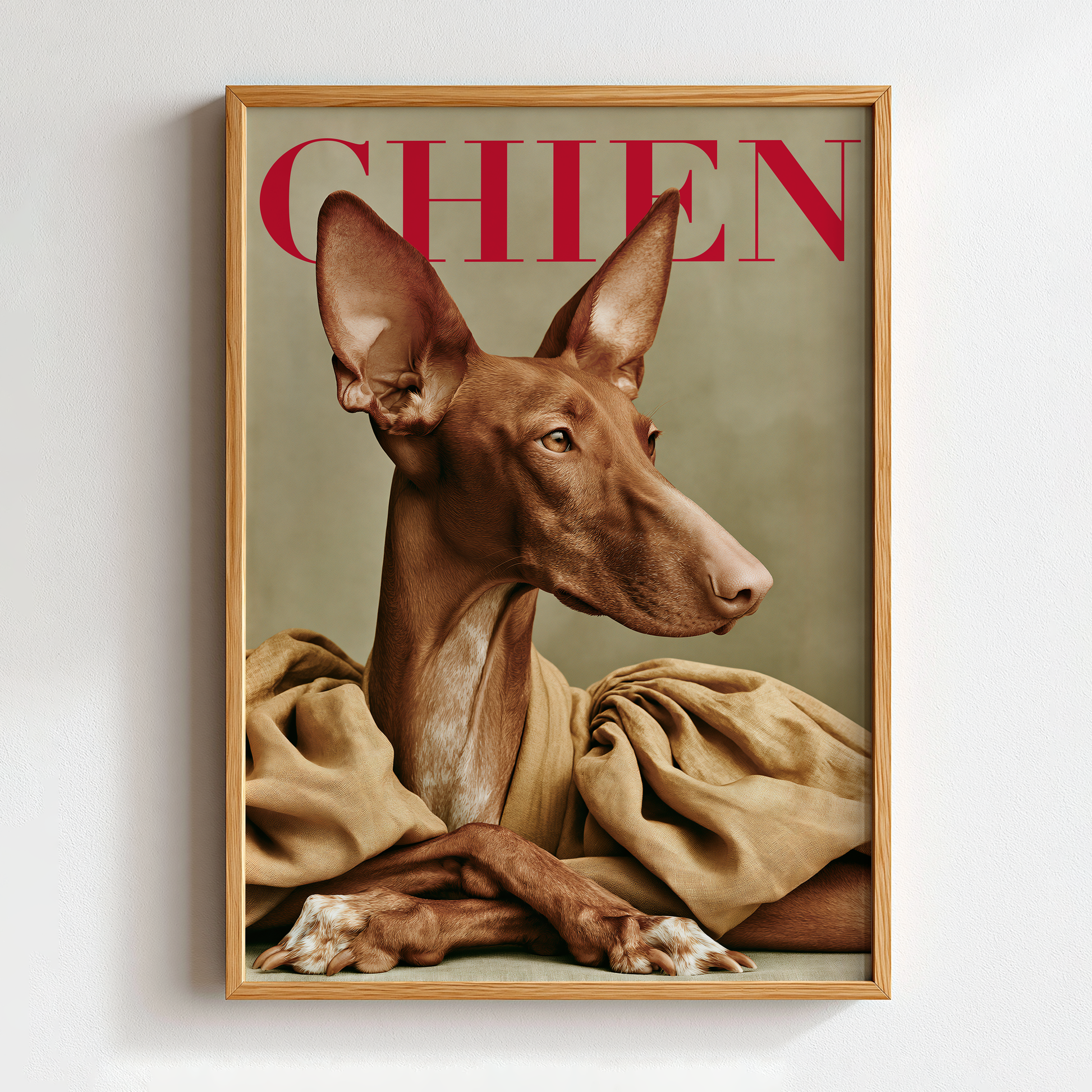 Podenco poster in een houten frame