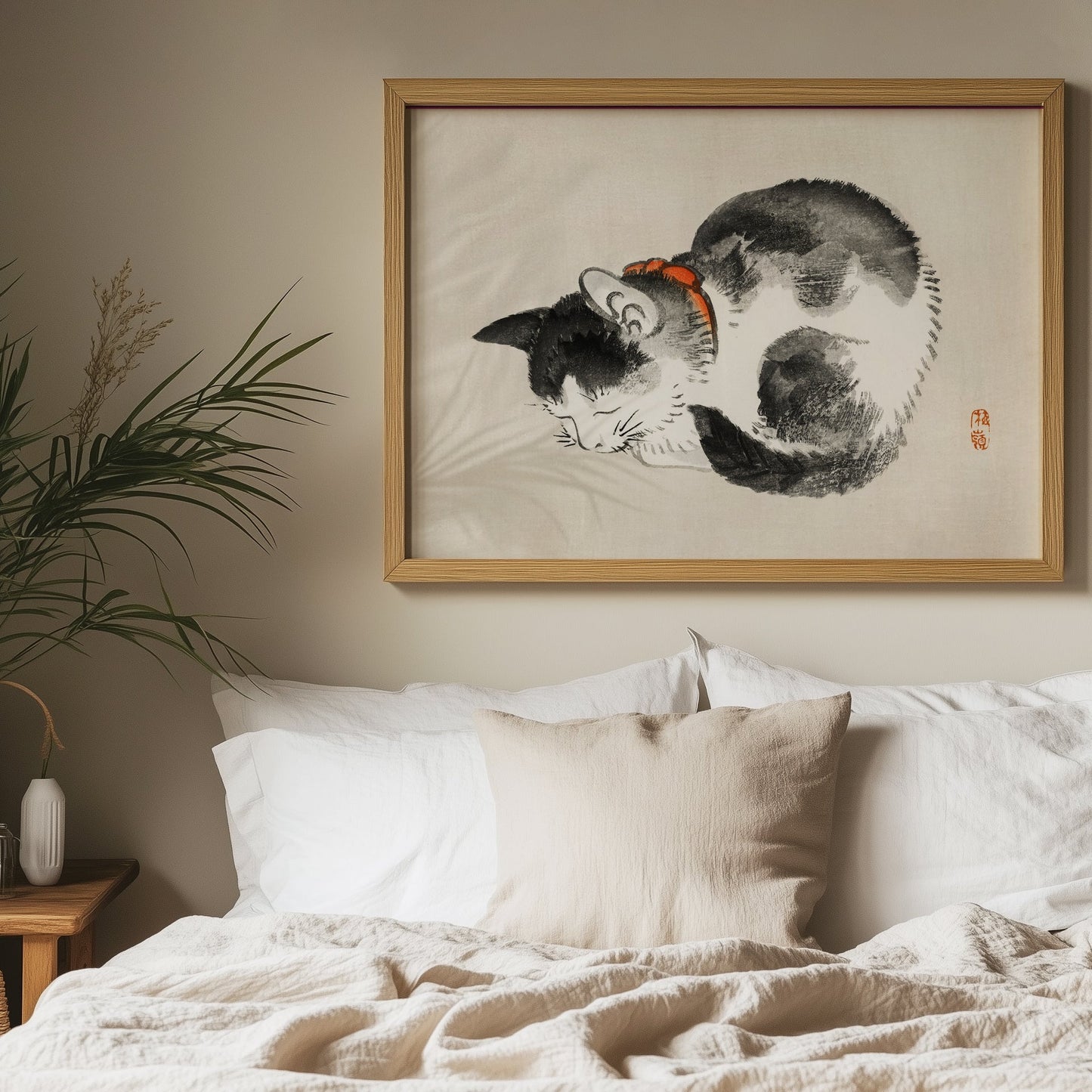 Japanisches Katzenposter, Schlafende Katze von Bairei
