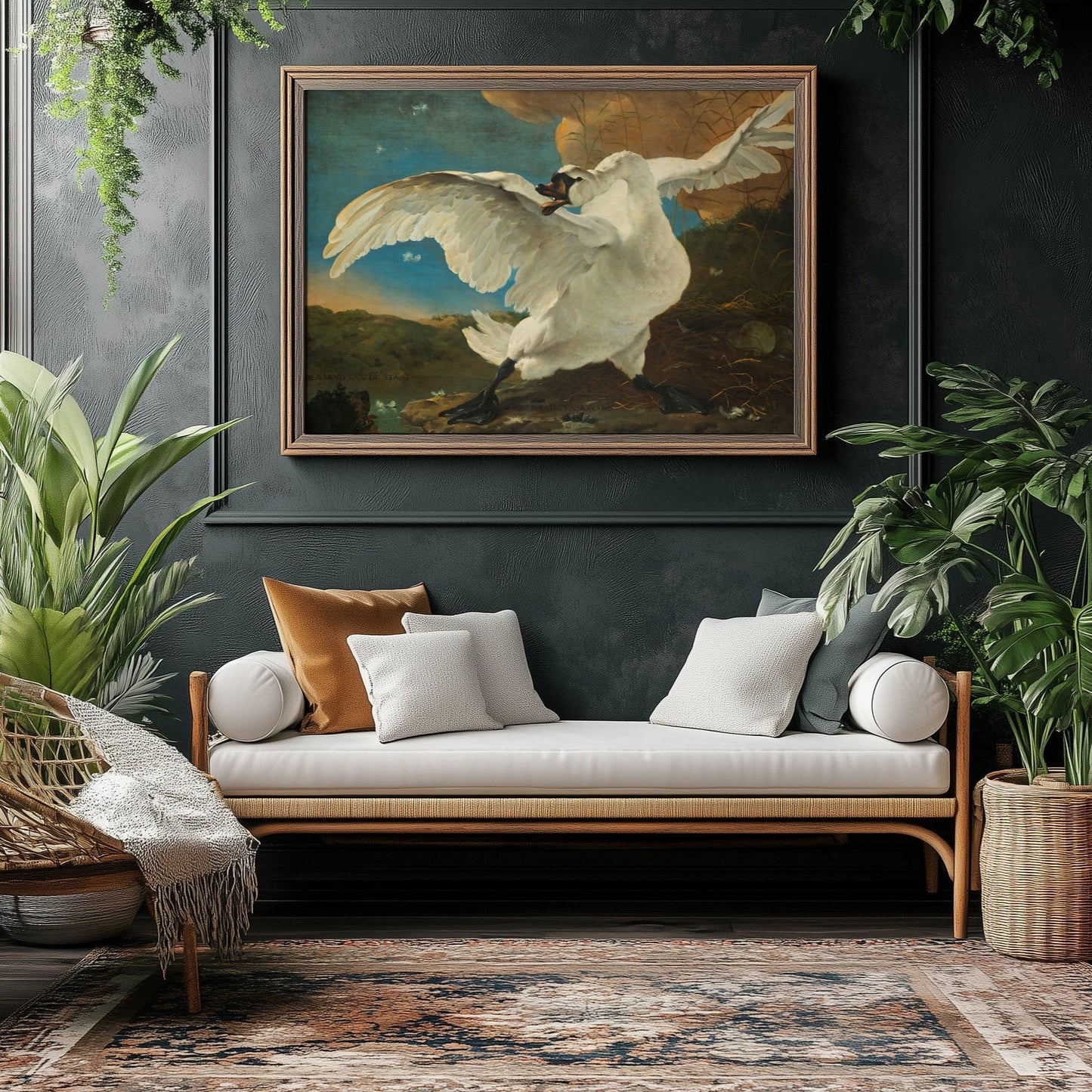 Der bedrohte Schwan – Historisches Kunstplakat