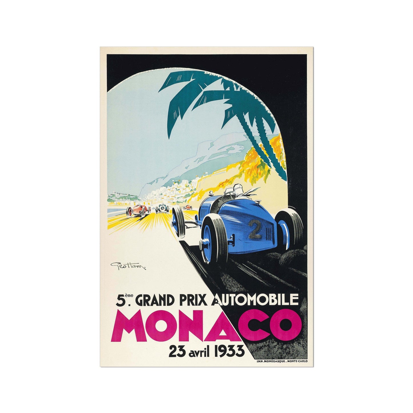 Vintage Poster Grand Prix von Monaco – Geo Ham, 1933, Formel 1