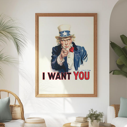 I Want You – Uncle Sam Wervingsposter (WWI Propaganda)
