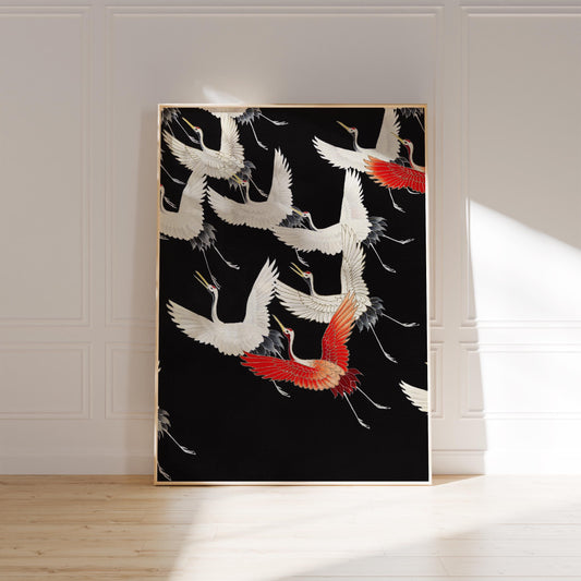 Crane poster - Kimono crane print