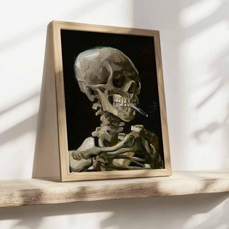 Skeleton with Burning Cigarette – Surreal Anatomy Poster