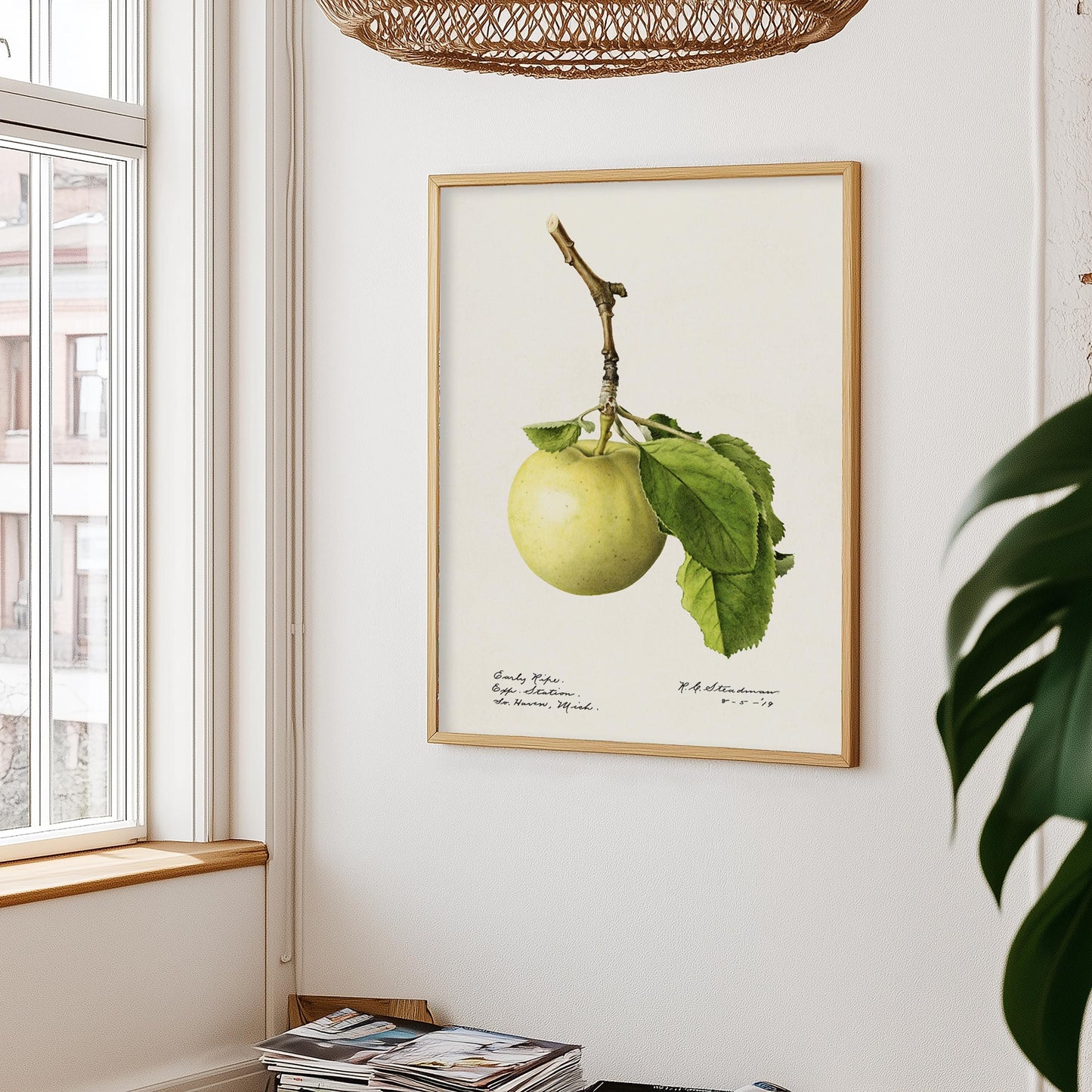 Green Apple Poster – Watercolor Fruit Illustration