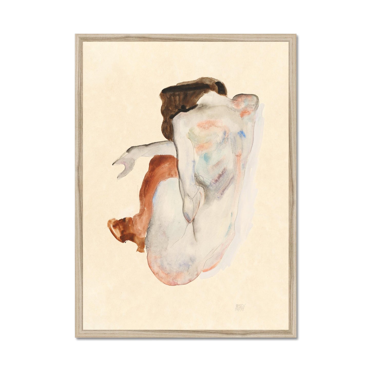 Hockender Akt – Kunstplakat von Egon Schiele (1914)
