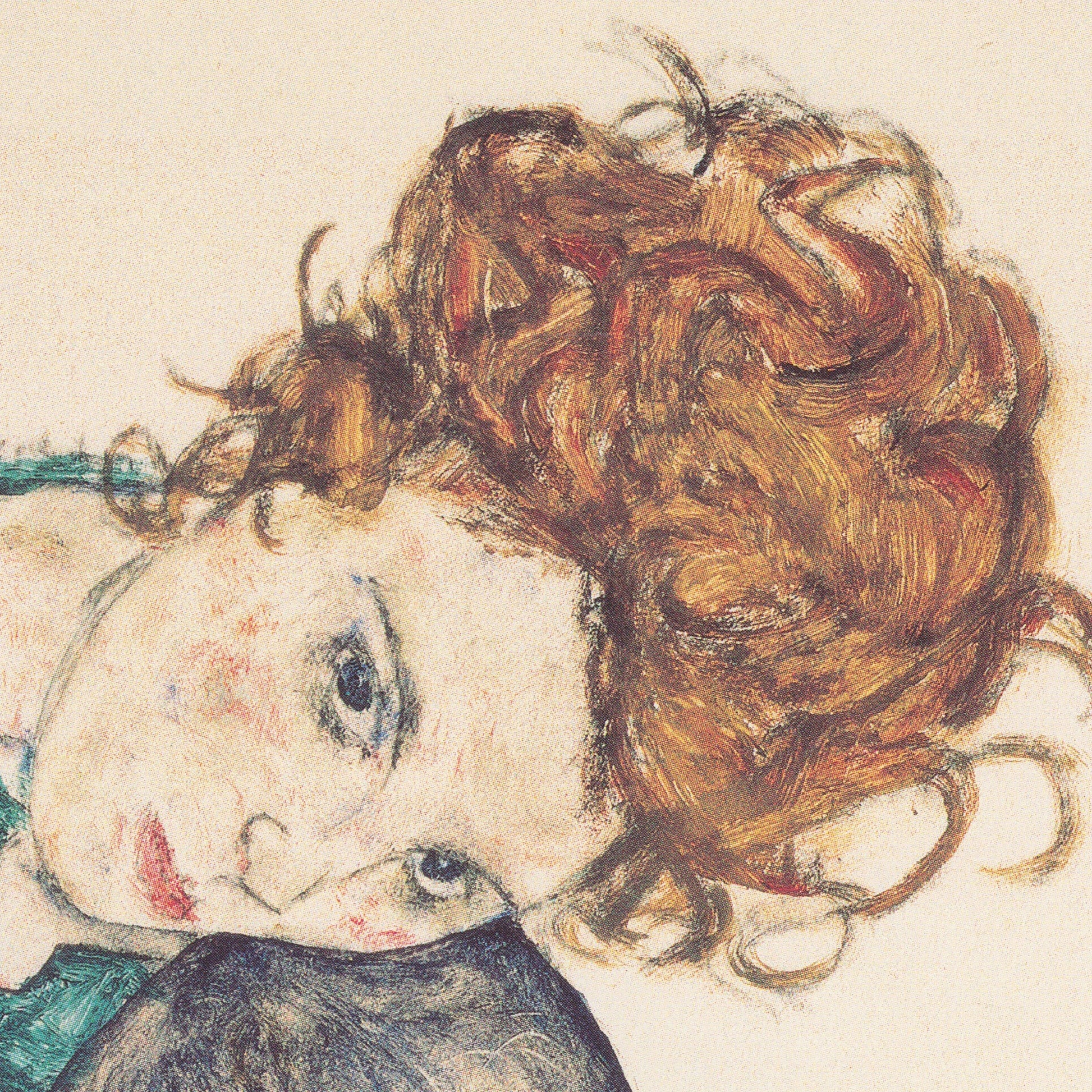 Close-up van Egon Schiele, De zittende vrouw – ingezoomd detail.