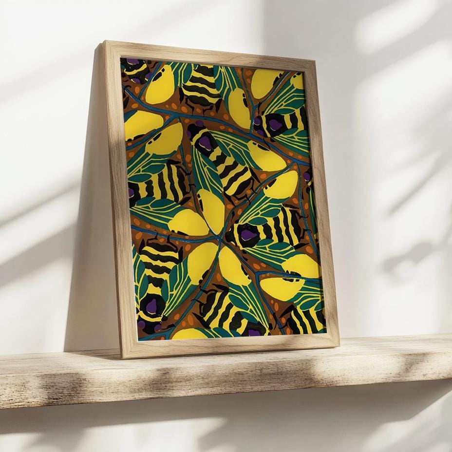 Bijenposter - grafisch insecten patroon