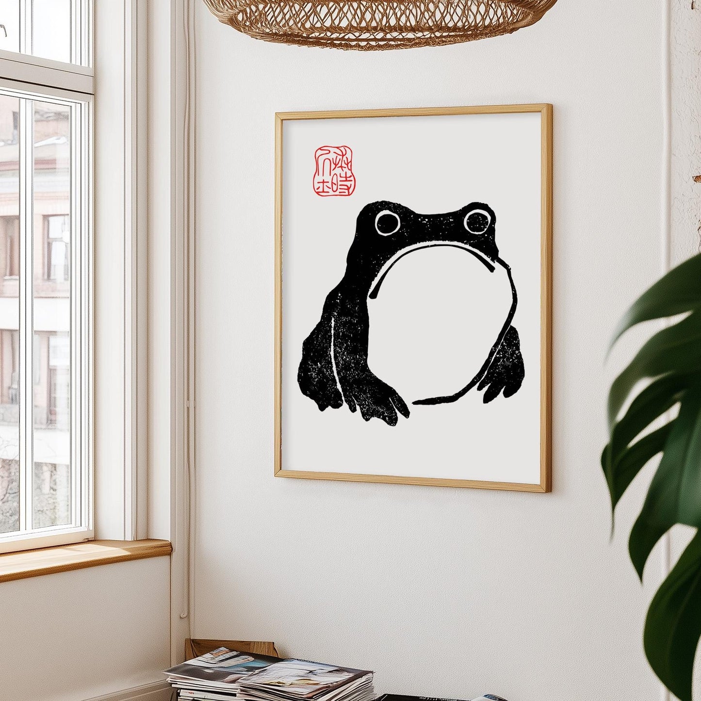 Japanese poster with grumpy toad