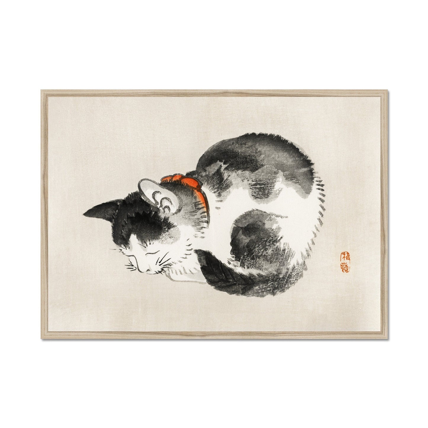 Japanisches Katzenposter, Schlafende Katze von Bairei
