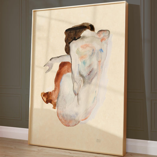 Hockender Akt – Kunstplakat von Egon Schiele (1914)