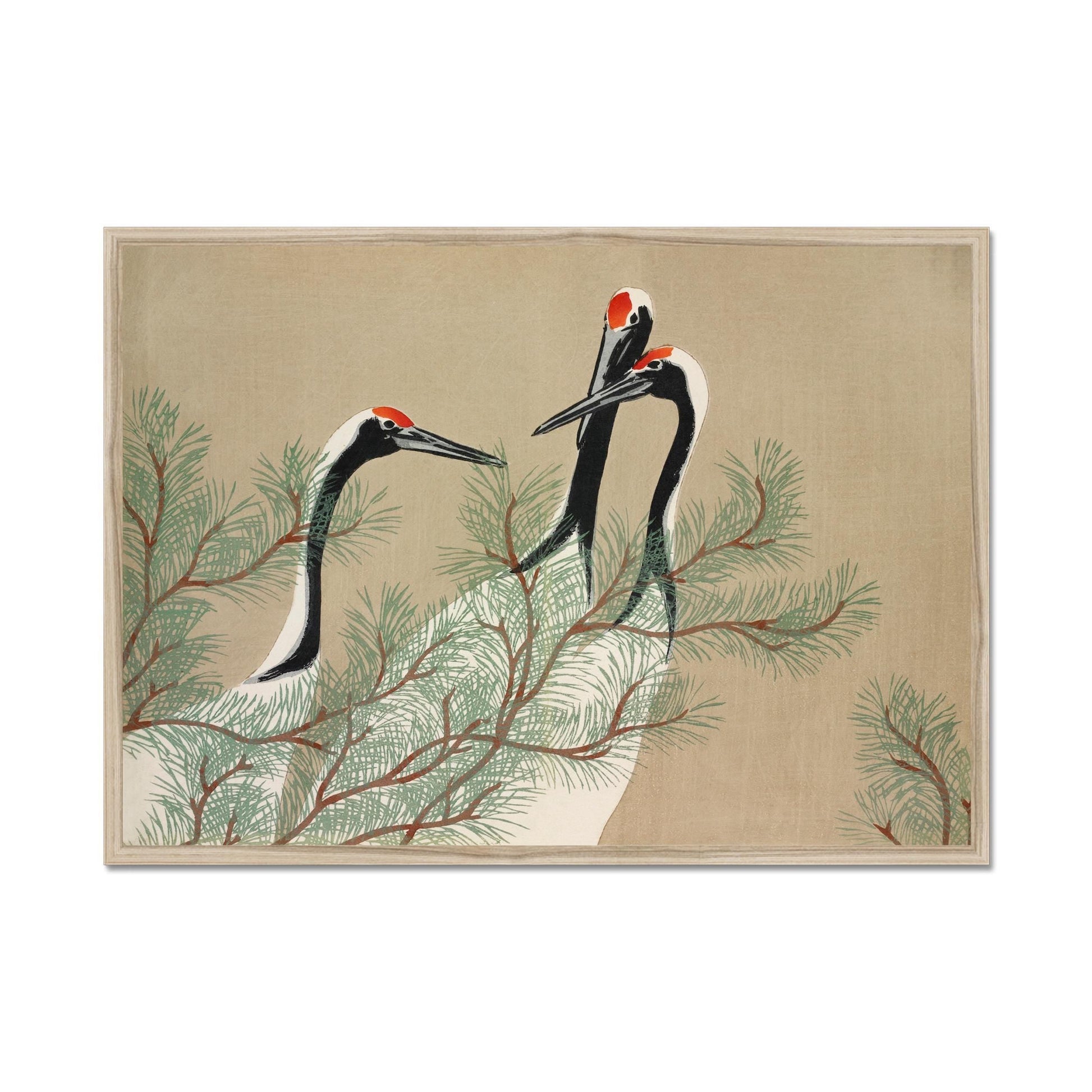 framed japanese cranes posters