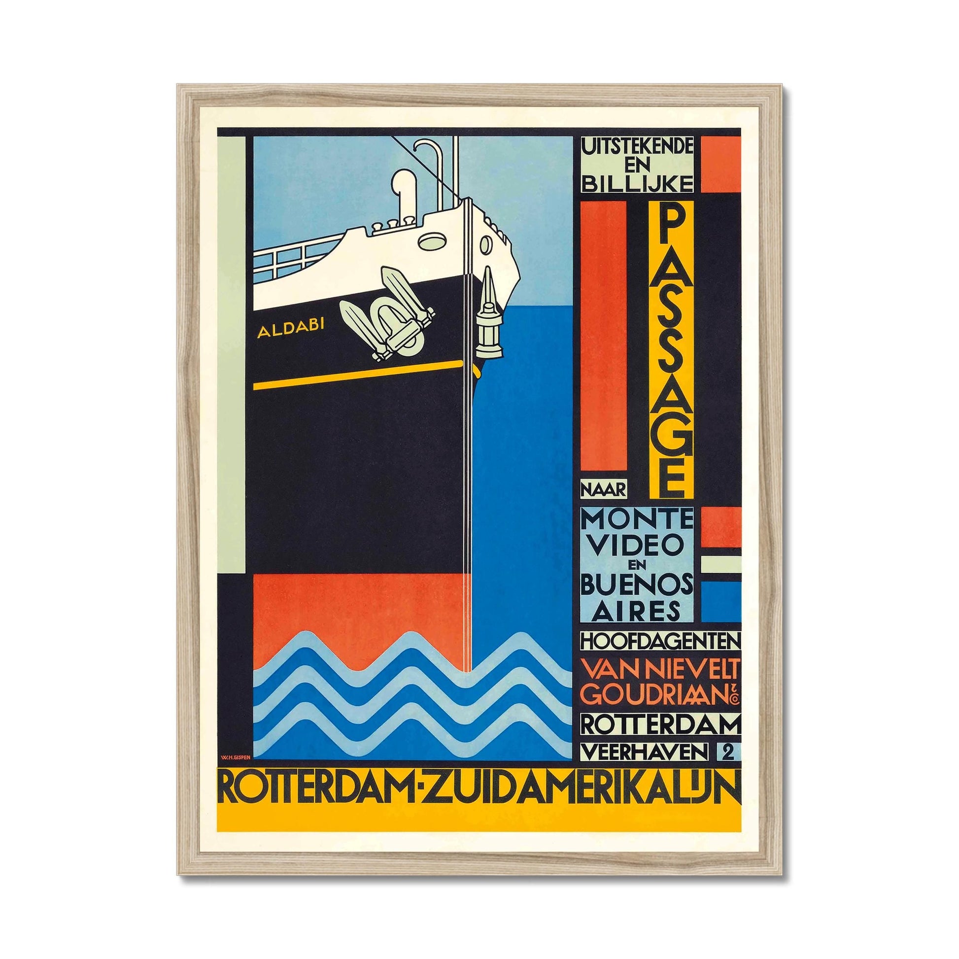 Poster Rotterdam Holland America Lijn op witte achtergrond.