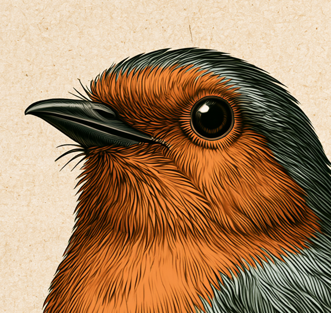 een detail van een roodborstje print